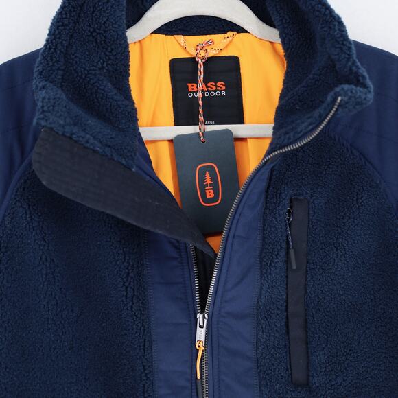 Bass Outdoor Men's Navy Mixed-Media Casual Full-Zip Winter Bomber Jacket Size L - Picture 3 of 7